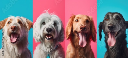 Colorful Postmodern Canine Portraits Generative AI photo