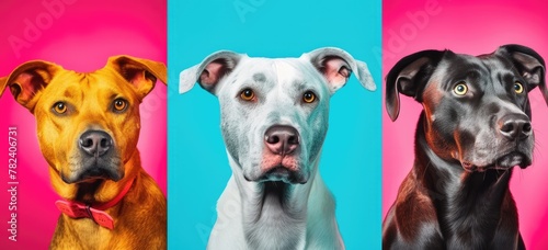 Emotive Canine Portraits Against a Vibrant Background Generative AI