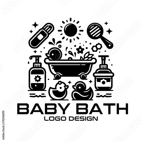Baby Bath Vector Logo Design