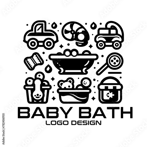 Baby Bath Vector Logo Design