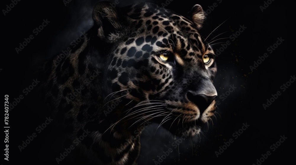 Captivating Black Panther on Dark Background Generative AI