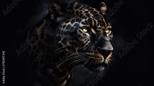 Captivating Black Panther on Dark Background Generative AI
