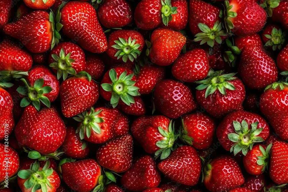 Vibrant Strawberry Fruit Pattern Generative AI Vibrant Strawberry Fruit Pattern Generative AI