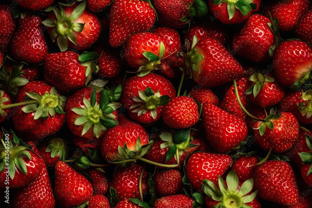 Vibrant Strawberry Field Backdrop Generative AI Vibrant Strawberry Field Backdrop Generative AI