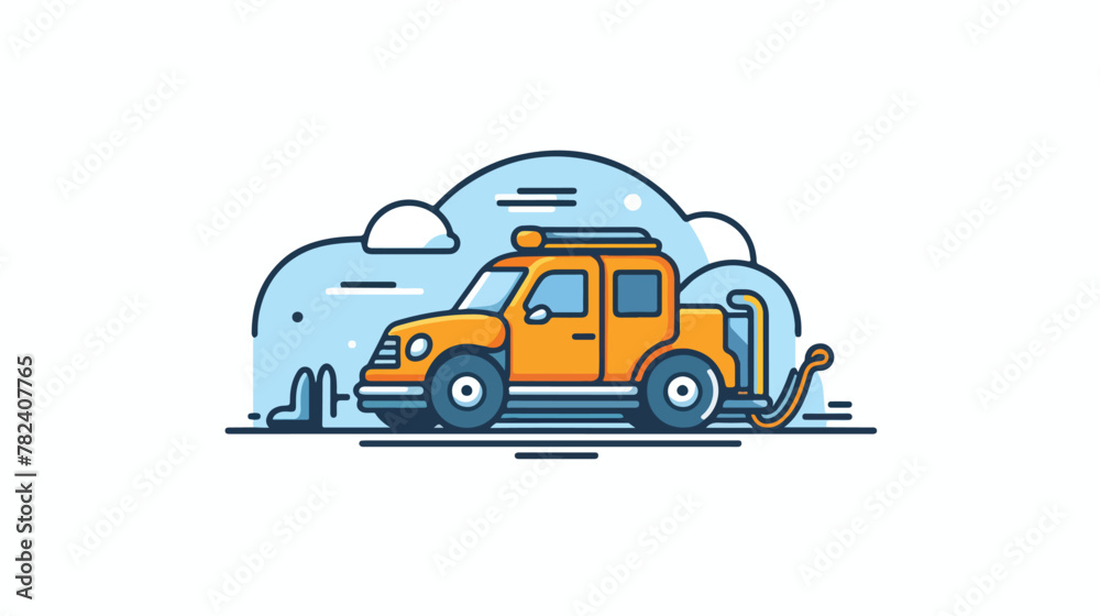 Car breakdown line icon. Vehicle and smoking engine