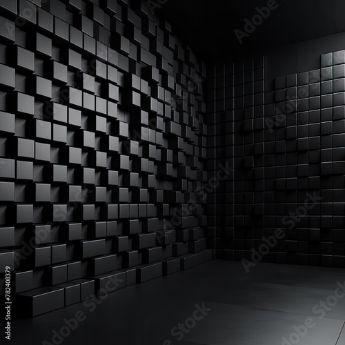 Dark Contemporary 3D Geometric Wall Background Generative AI