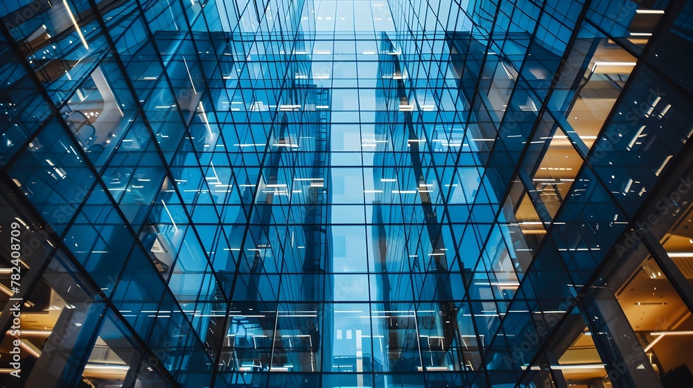 Obraz premium illustration of main building with Stunning Blue Glass Views in the capital city - business background design