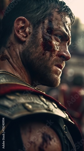 Gladiatorial Warrior in Dramatic Lighting Generative AI