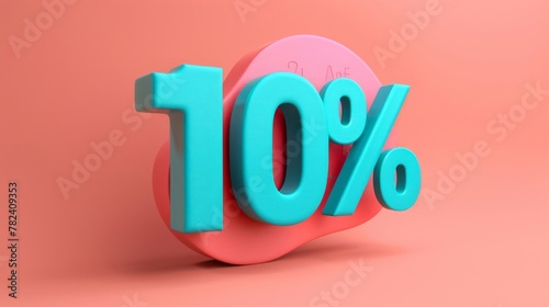 a pink and blue heart shaped percentage sign with a pink background