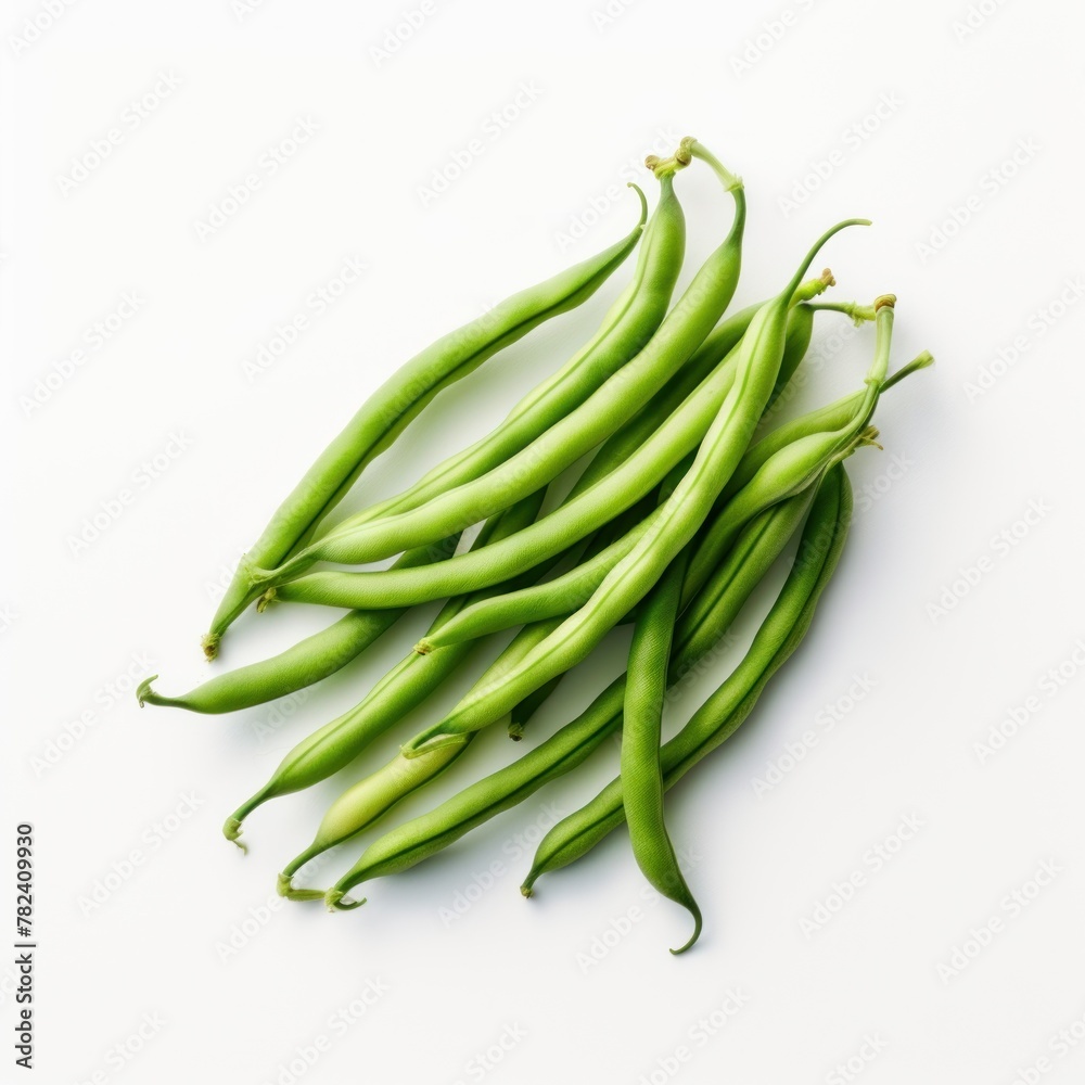 Minimalist Green Beans on White Background Generative AI Minimalist Green Beans on White Background Generative AI