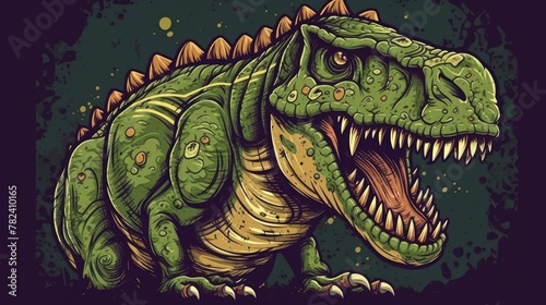 Playful Green Tyrannosaurus Rex Cartoon Illustration Generative AI