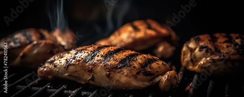 Juicy Grilled Chicken Steak on Barbecue Grill Generative AI