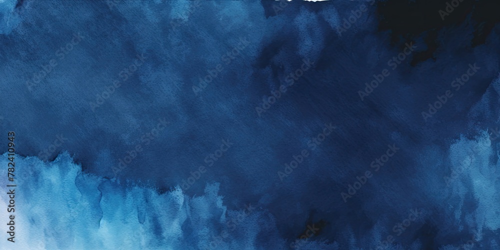 Serene Navy Blue Abstract Watercolor Painting Generative AI - obrazy, fototapety, plakaty 