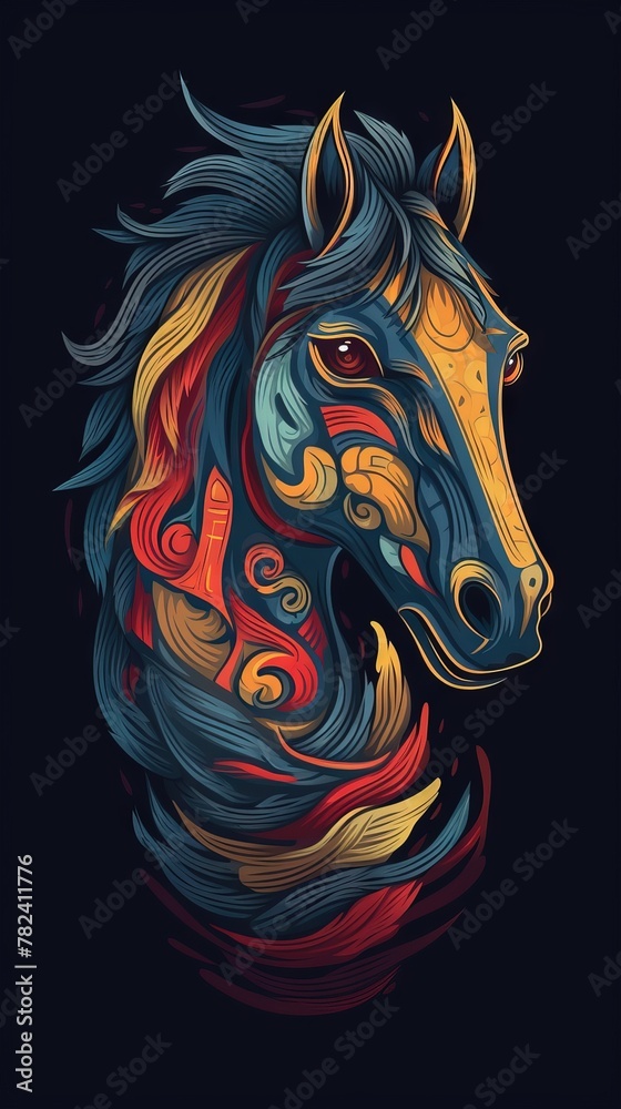 Whimsical Equine Illustration on Dark Background Generative AI Whimsical Equine Illustration on Dark Background Generative AI