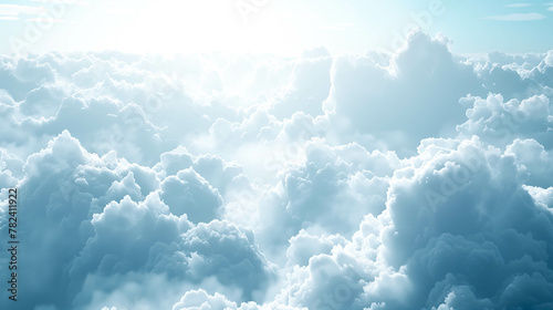 Soft and fluffy cloud texture, full of lightness and unpredictability with space for text in pastel shades of blue photo