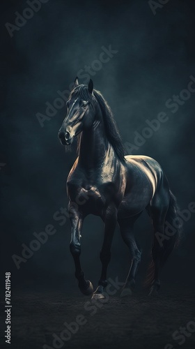 Elegant Equine Silhouette on Dark Background Generative AI