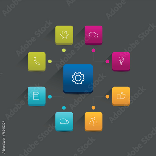 A set of colorful infographic icons. Vector on a gray background © Dima