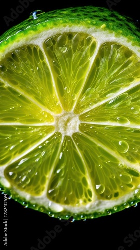 Juicy Lime Slice in Extreme Macro Close-up Generative AI