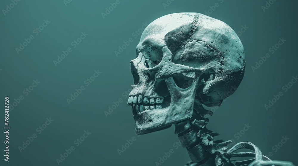 a skeleton with a skull head and a skeleton neck a skeleton with a skull head and a skeleton neck