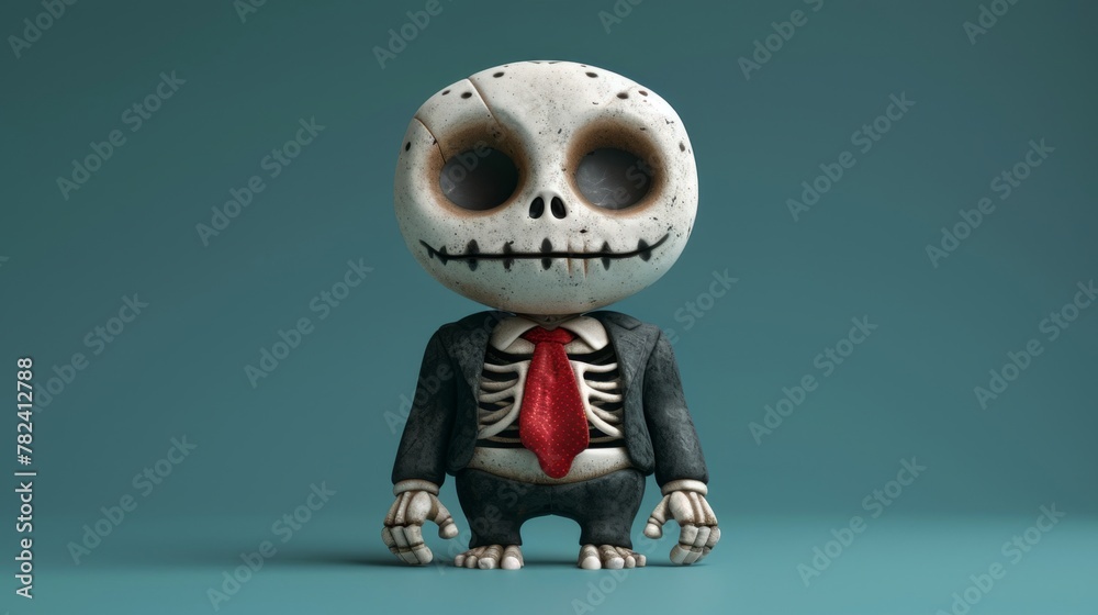 a skeleton wearing a suit and tie
