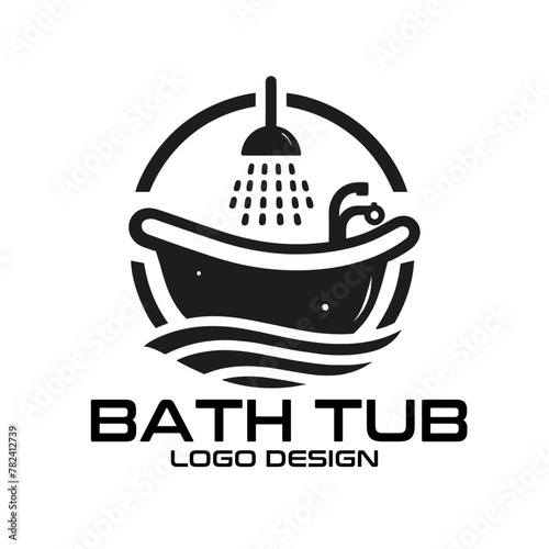Bath Tub Vector Logo Design