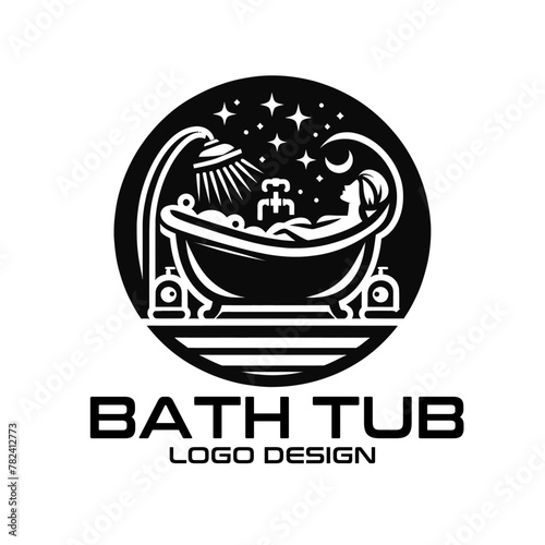 Bath Tub Vector Logo Design