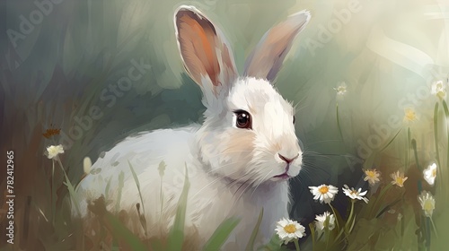 Adorable Bunny Frolicking in Wildflower Meadow Generative AI