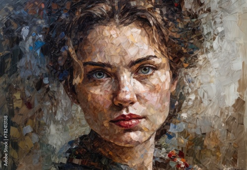 Captivating Portrait Painting of a Woman with Impasto Texture Generative AI
