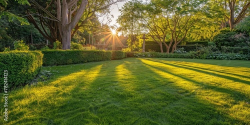 Beautiful green lawn with l...