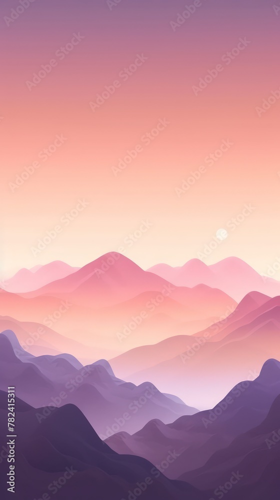 Serene Mountainscape with Soft Peach and Lavender Tones Generative AI