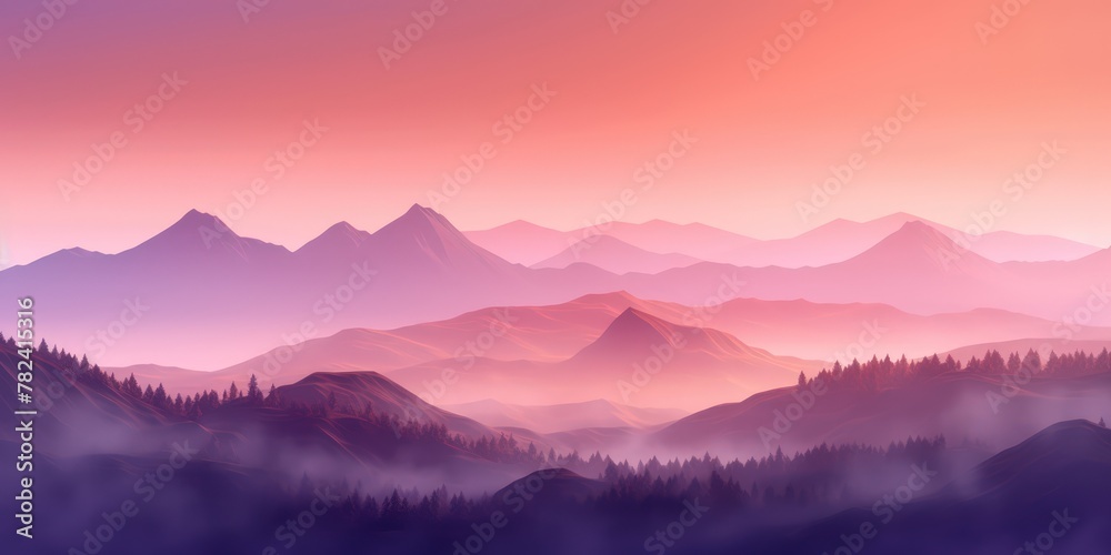 Minimalist Landscape Painting in Warm Coral and Lavender Hues Generative AI