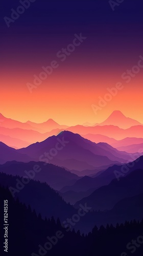 Vibrant Mountain Landscape Minimalist Wallpaper Generative AI © AlexandraRooss