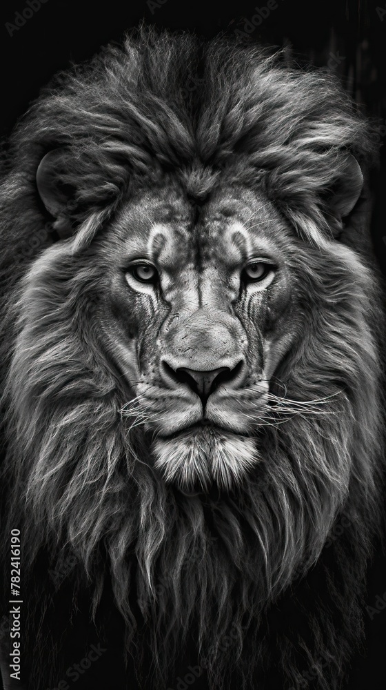 Majestic Lion in Elegant Black and White Generative AI