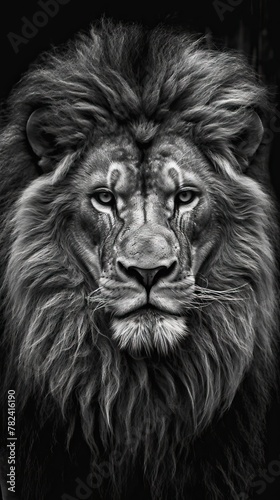Majestic Lion in Elegant Black and White Generative AI © AlexandraRooss
