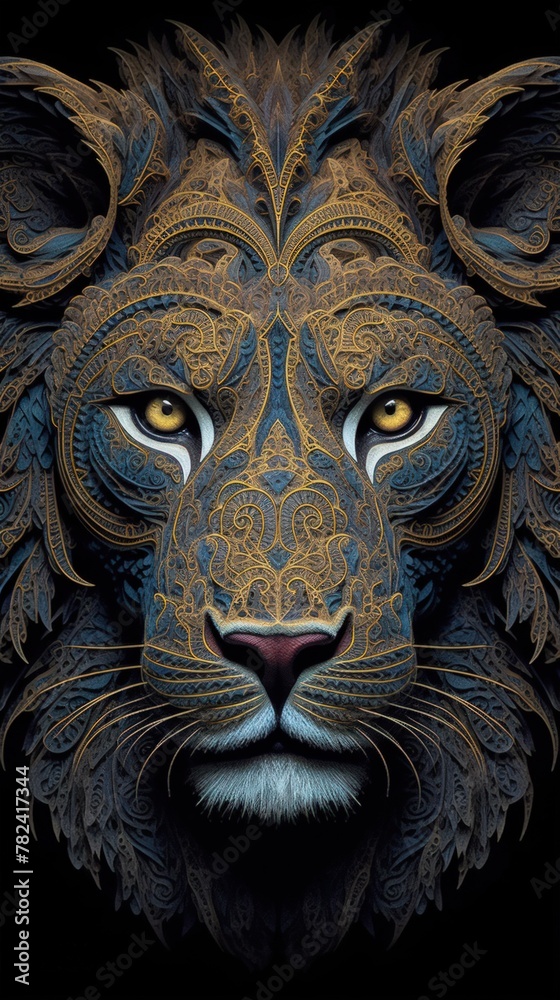 Mesmerizing Geometric Lion Face Composition Generative AI Mesmerizing Geometric Lion Face Composition Generative AI
