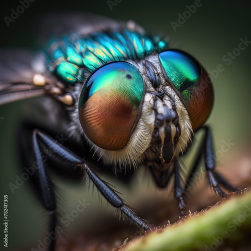 Intricate Macro Photograph of a Fly in Stunning Detail Generative AI