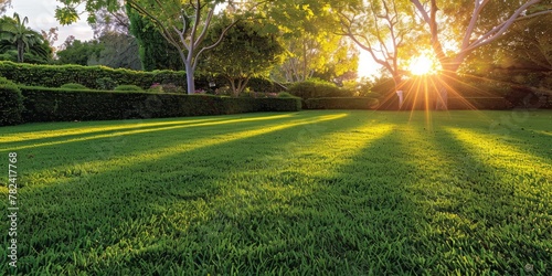 Beautiful green lawn with l...