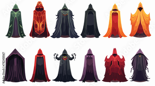 Cartoon capes set. Cartoon cloaks or mantles of kin