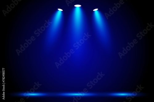 Blue Spotlight. Street in the night. Vector Illustration