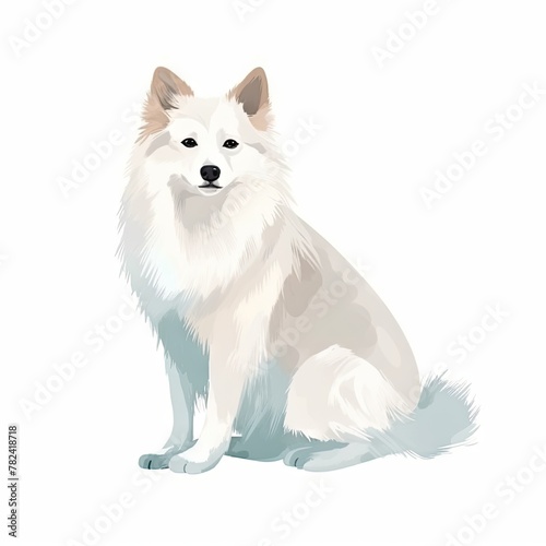 Serene American Eskimo Dog Watercolor Painting Generative AI