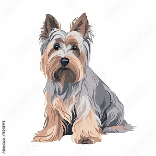 Minimalist Watercolor Painting of Silky Terrier Generative AI