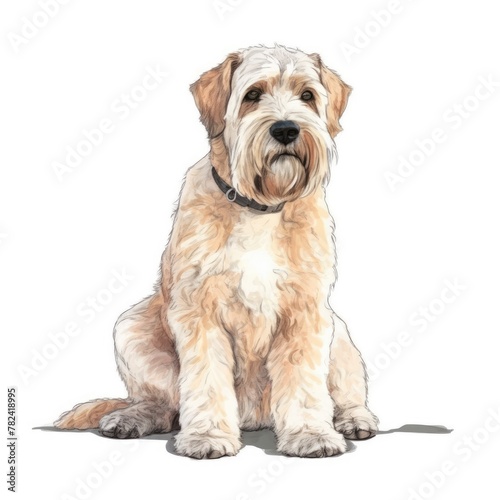 Soft and Whimsical Wheaten Terrier Watercolor Painting Generative AI