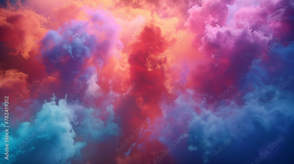 Immerse yourself in a spectacle of color and light, as an explosion of vibrantly colored smoke fills the darkness with its radiant glow in a mesmerizing 3:4 composition.