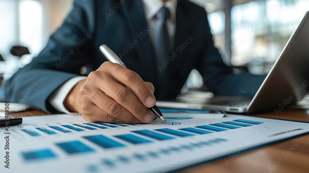 Empresario mostrando los resultados de su empresa. Concepto de negocio. Empresario mostrando los resultados de su empresa. Concepto de negocio.