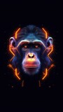 Neon-Inspired Vibrant Monkey Portrait Generative AI