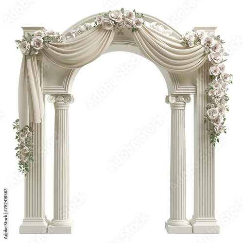 A wedding arch with columns on white background,png
