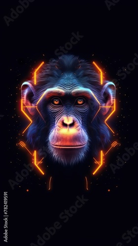 Neon-Inspired Vibrant Monkey Portrait Generative AI © AlexandraRooss