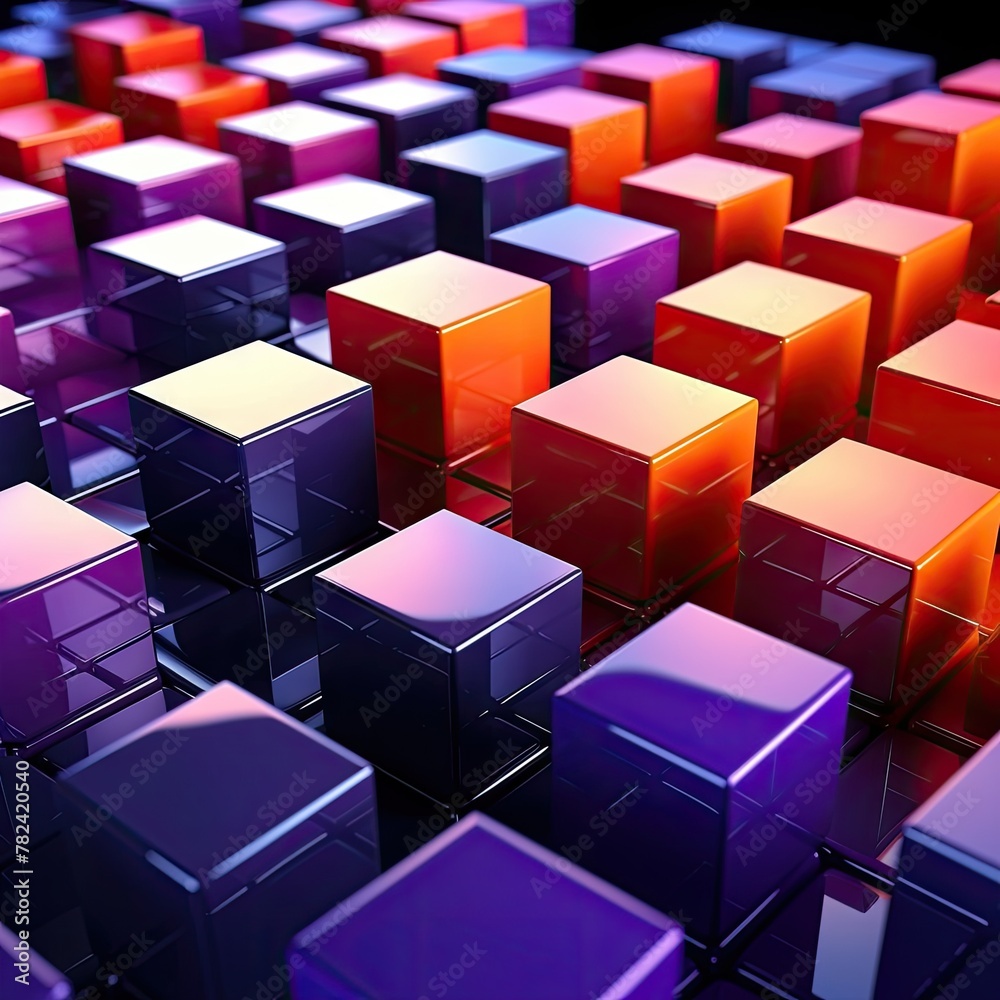 Obraz premium Vibrant Geometric Cube Landscape Generative AI
