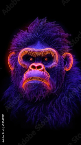 Vibrant Neon Gorilla Artwork Generative AI © AlexandraRooss