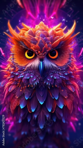 Mesmerizing Neon Owl Composition Generative AI © AlexandraRooss